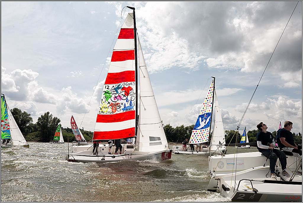 Die Kultur-Regatta Sailing #Art4GlobalGoals - Nachhaltigkeitsziele (Sustainable Develpment Goals / SDGs) der Vereinten Nationen (UN); Monheim - Duesselorfer Yachthafen, 22.08.2021