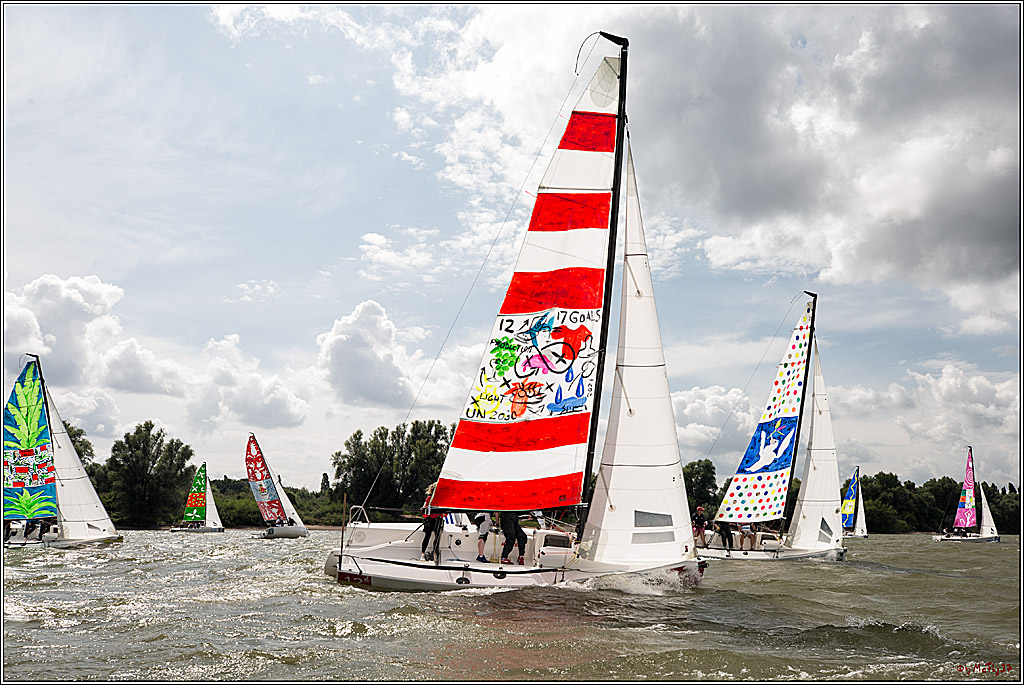 Die Kultur-Regatta Sailing #Art4GlobalGoals - Nachhaltigkeitsziele (Sustainable Develpment Goals / SDGs) der Vereinten Nationen (UN); Monheim - Duesselorfer Yachthafen, 22.08.2021