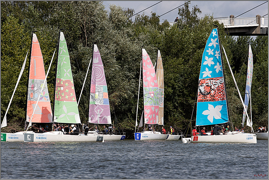 Die Kultur-Regatta Sailing #Art4GlobalGoals - Nachhaltigkeitsziele (Sustainable Develpment Goals / SDGs) der Vereinten Nationen (UN); Monheim - Duesselorfer Yachthafen, 22.08.2021